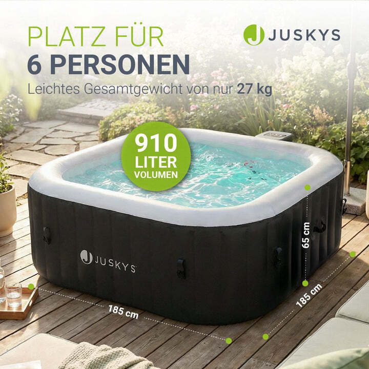 Whirlpool aufblasbar SpaLuxe für 4-6 Personen Garten Terrasse schwarz weiß 910l - 4262437187648