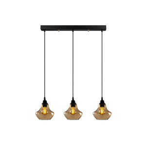 B-Ware Hängeleuchte Gold 052 3-flammig gold-transparent Glas 65 cm dimmbar