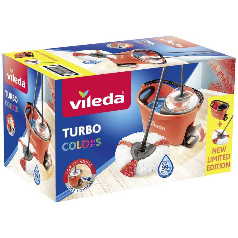 Vileda Turbo EasyWring & Clean Box Living Coral Bodenwischer Wischmopp Eimer - 4023103227460
