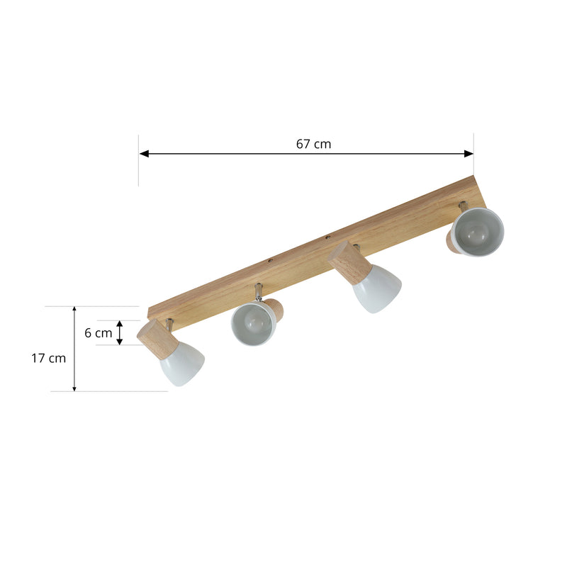 Lindby Deckenleuchte Thorin LED Deckenlampe dimmbar 4-flammig Holz weiß 67cm - 4251096535761