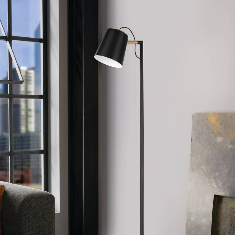 Eglo Stehleuchte Lacey, Höhe 159,5 cm schwarz Stahl Stehlampe Leuchte Lampe Spot - 9002759436148