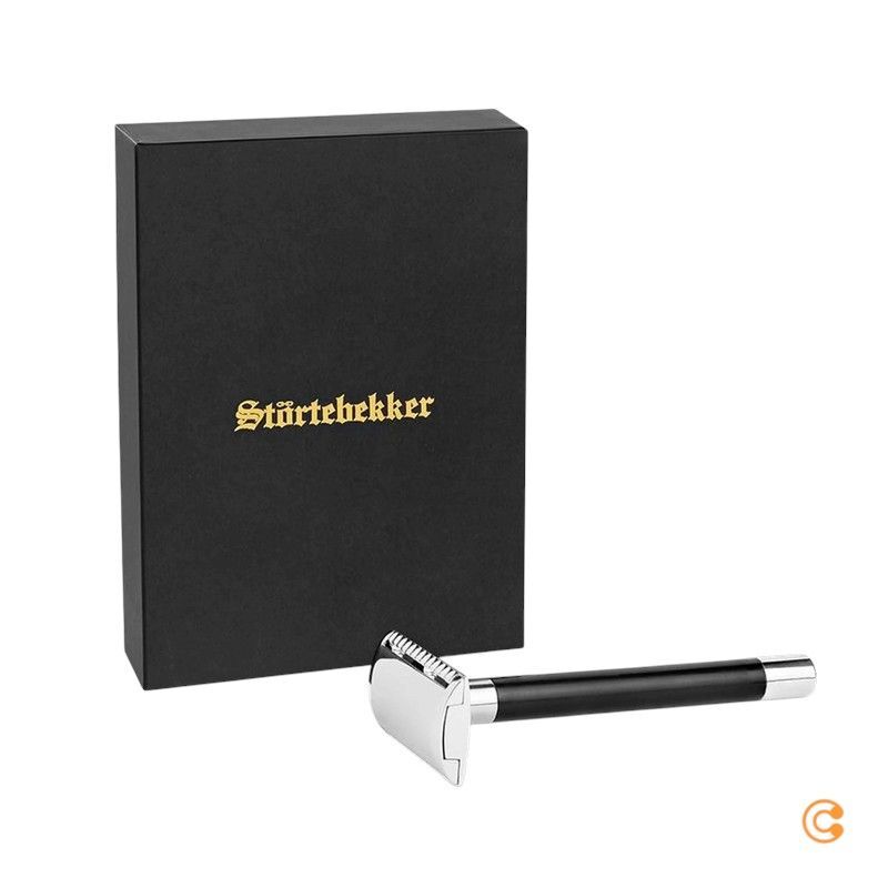 Störtebekker Premium Rasierhobel Hamburg mit 10 Klingen & Leder-Etui - 4260554493970