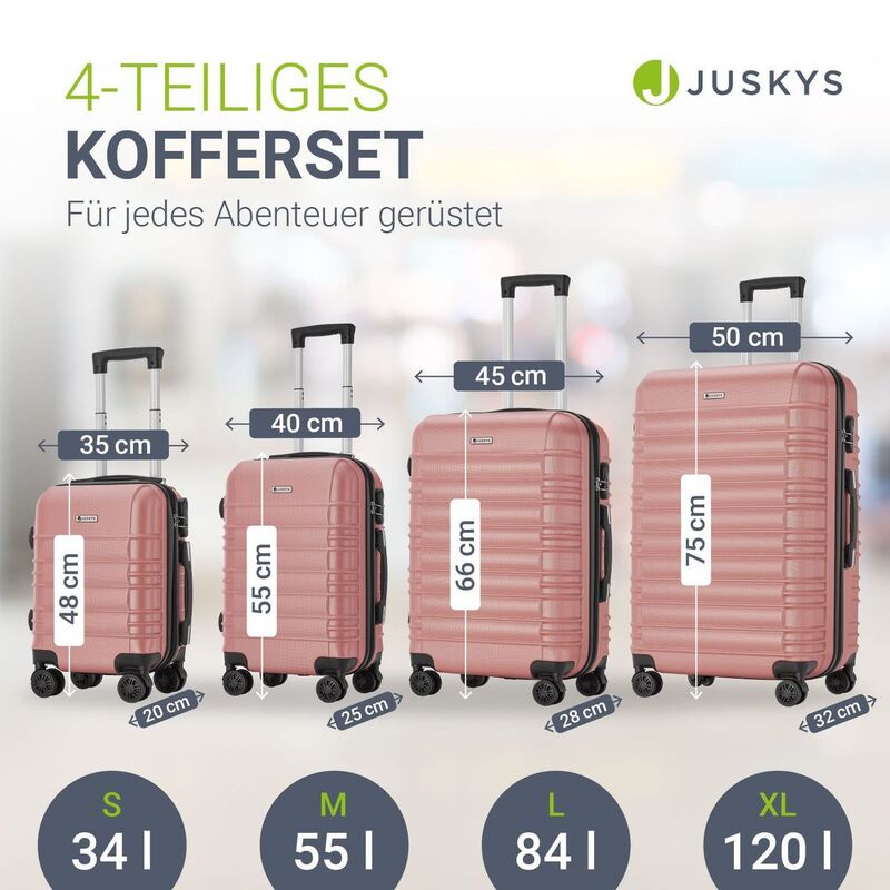 Hartschalen Kofferset Rom 3 & 4 tlg. Set mit 360° Rollen und Zahlenschloss - 4260565527688