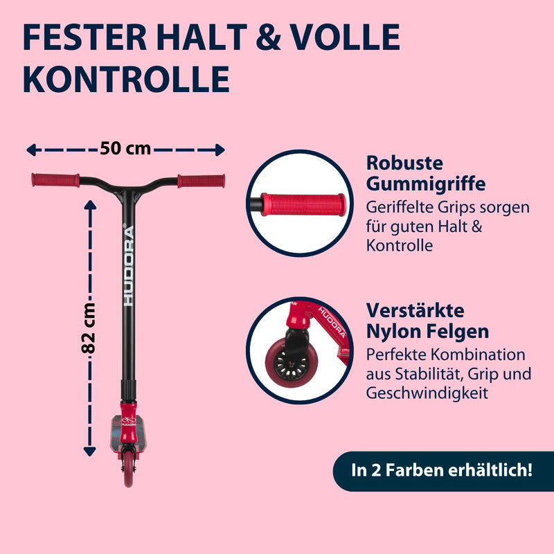 HUDORA Stunt Scooter XQ-13.1 rot 360° Lenkung für Tricks bis 100 kg neu - 4005998857762