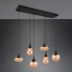 B-Ware TRIO LIGHTING Hängeleuchte Pendelleuchte Lumina 6-flammig dimmbar schwarz amber