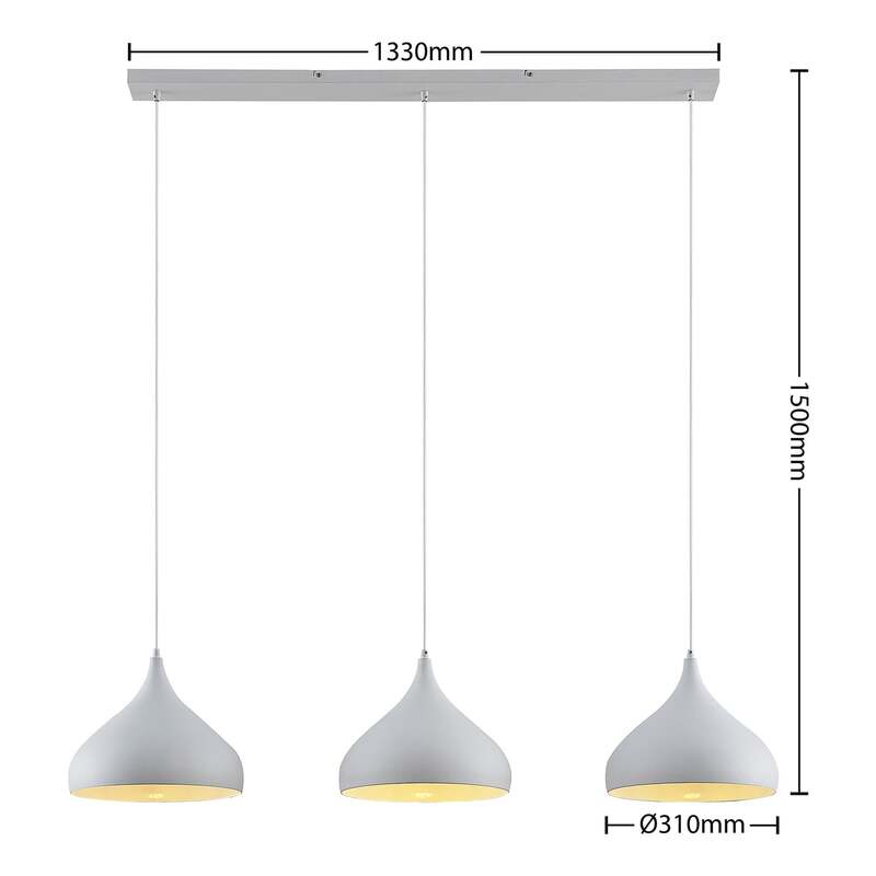 Lindby Pendelleuchte Hängeleuchte Elamira LED Lampe dimmbar weiß 133cm 3-flg - 4251911726596