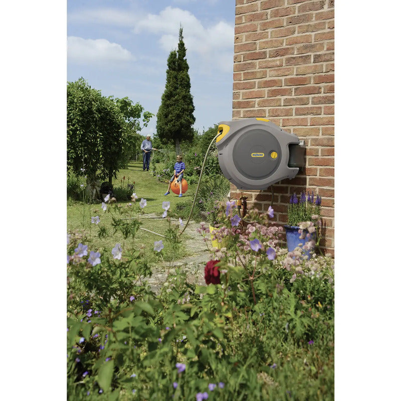 Hozelock Gartenschlauchaufroller 40m Schlauch Aufroller grau gelb Kunststoff - 5010646053082