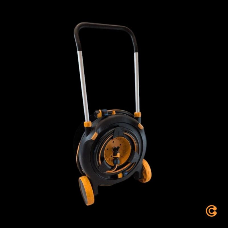 Fiskars Schlauchwagen Comfort Waterwheel L 30m 13mm drehbar Zubehörfach schwarz - 6411501512840