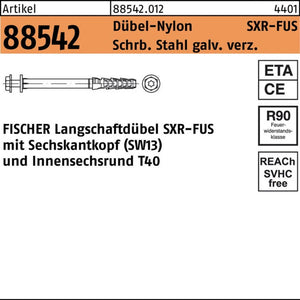 B-Ware Fischer Rahmendübel Langschaftdübel SXR 10x80 FUS Schraube Nylon 50Stück Stahl