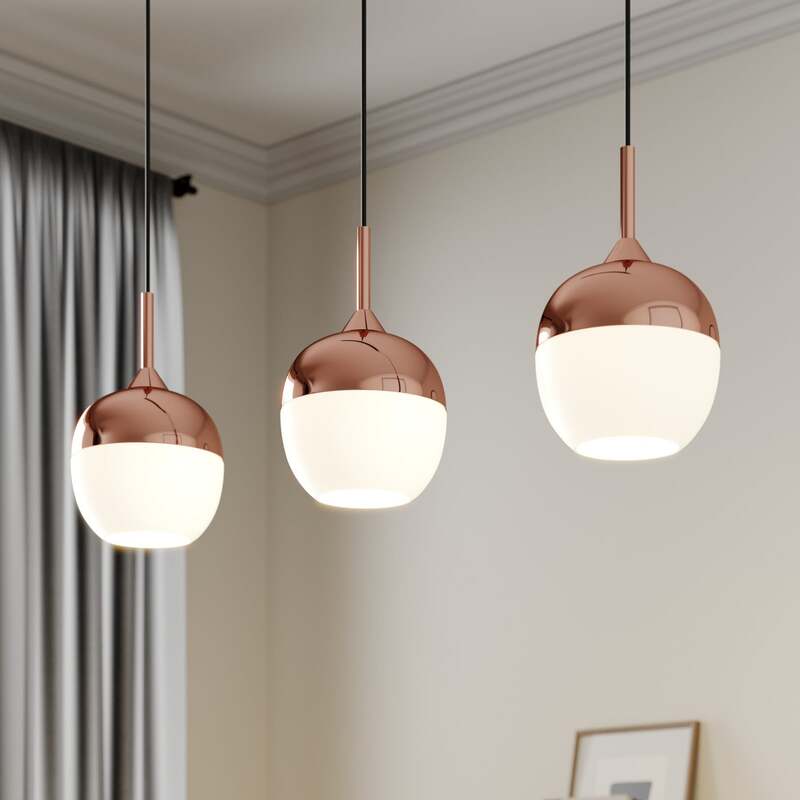 Lindby Pendellampe Rangina LED Hängelampe 3-flammig dimmbar kupfer 100cm - 4251096565423