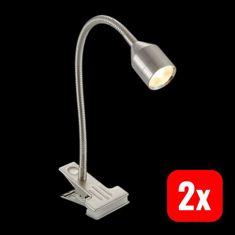 Lindby LED-Klemmleuchte Djamila Tischleuchte Lampe höhenverstellbar nickel 39cm - 4251096572650