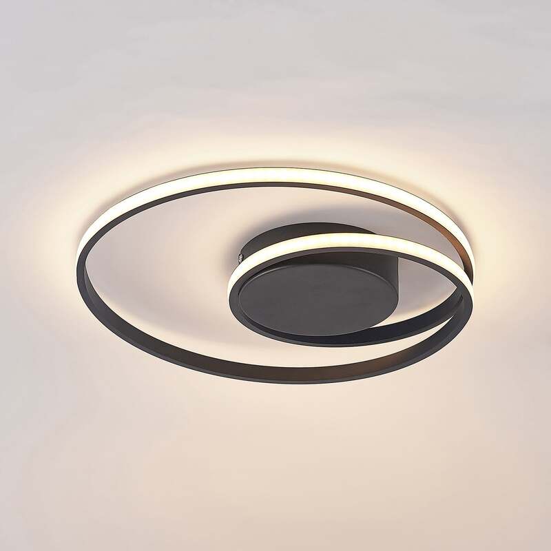 LED Deckenleuchte Lampe Youna schwarz Lindby Alu dimmbar Lichtspender Deckeneuch - 4251096591033