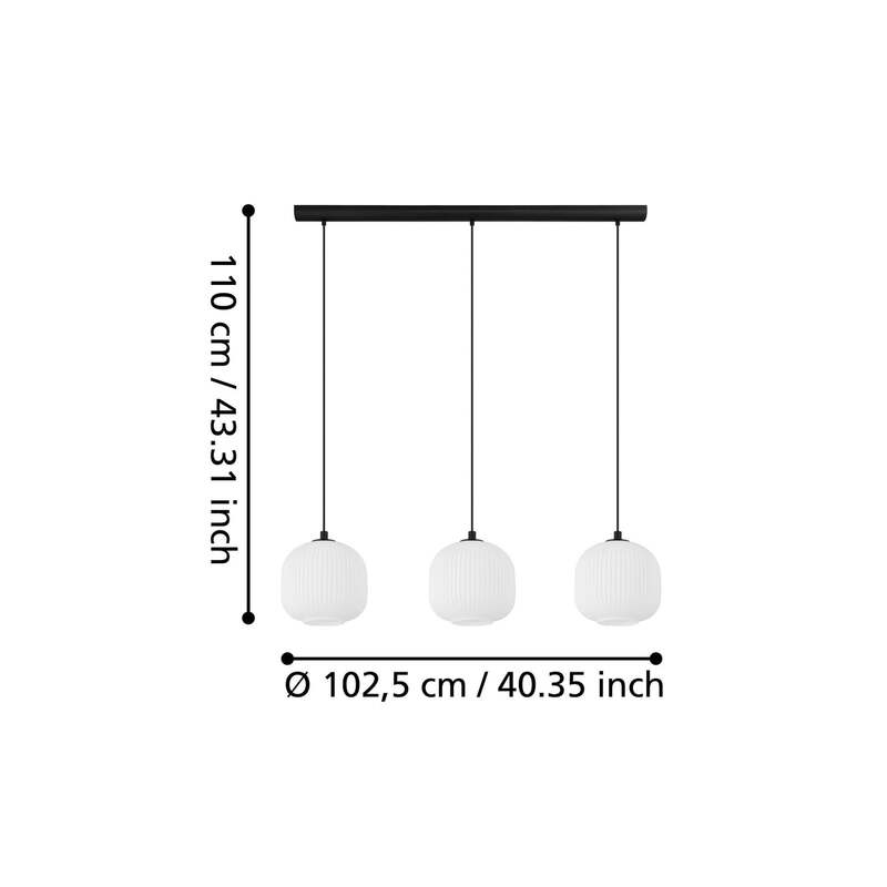 Hängeleuchte Mantunalle 120 cm schwarz/weiß 3-flg Eglo modern Glas Stahl - 9002759993672