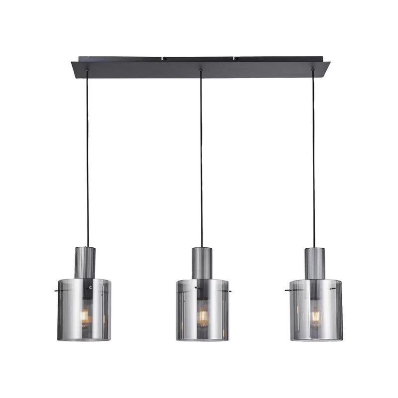 Brilliant Hängelampe Riffelini Länge 98 cm rauchgrau schwarz Hängeleuchte Lampe - 4004353447068