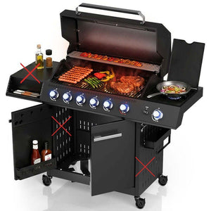 C-Ware BBQ Gasgrill Tennessee 6 Brenner Edelstahlbrenner Seitenbrenner schwarz 21,5kW
