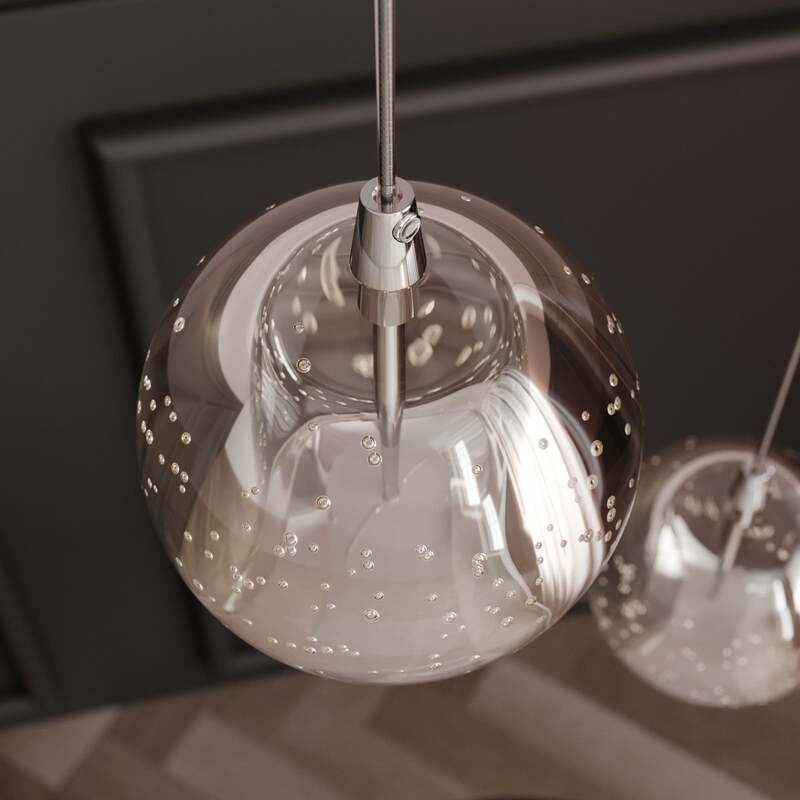 Lucande Pendelleuchte Hängeleuchte Hayley LED Lampe 3-flg chrom Ø25cm Glas - 4251096562446