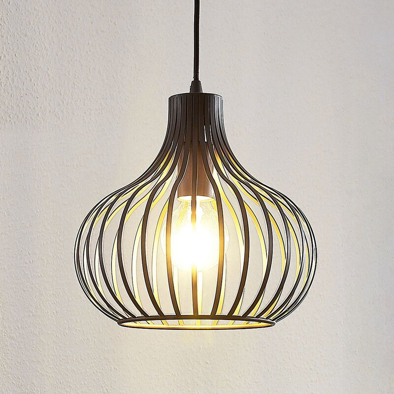 Lindby Frances Hängeleuchte braun 1-fl. Ø 28 cm Hängeleuchte Pendelleuchte Lampe - 4251096551655