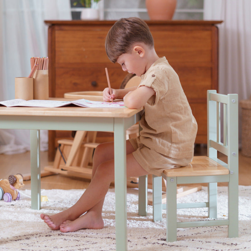 Geuther Sitzgruppe Activity Kinderstuhl Tisch Holz grün lackiert kindgerecht Set - 4010221087410