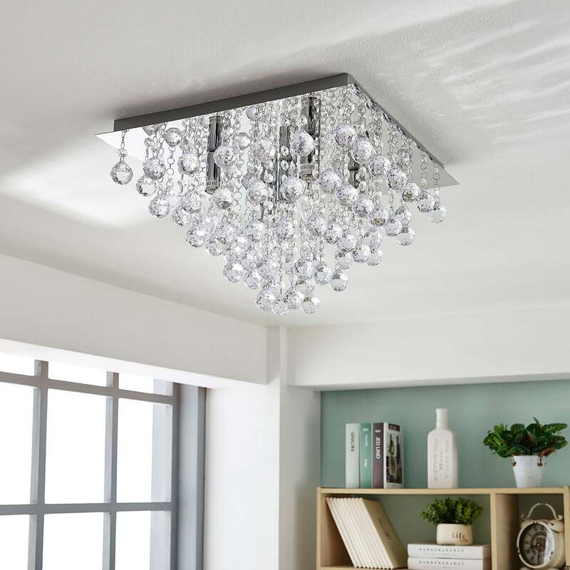 Lindby Deckenleuchte Annica LED Lampe Leuchte dimmbar chrom 42x42cm 5-flammig - 4251096535877