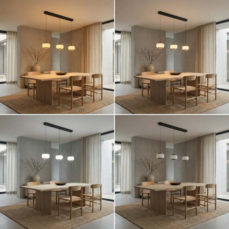 Quitani Hängelampe Hängeleuchte Shiro LED Pendelleuchte dimmbar weiß walnuss - 4255830910838