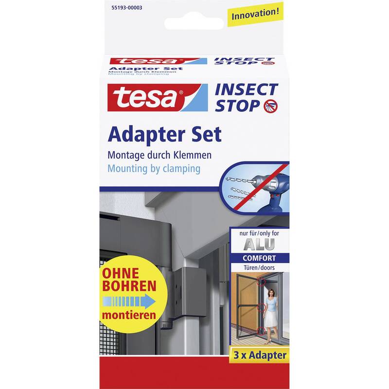 Tesa Fliegengitter Adapter-Set Aluminium für Tesa Fliegengitter 3 Innen Außen - 4042448377869