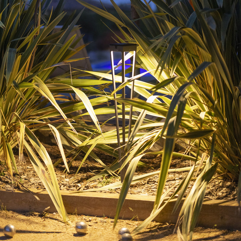Les Jardins LED-Solarfackel Tinka Gartenlampe grau dimmbar 90cm Erdspieß 300lm - 3561619045532