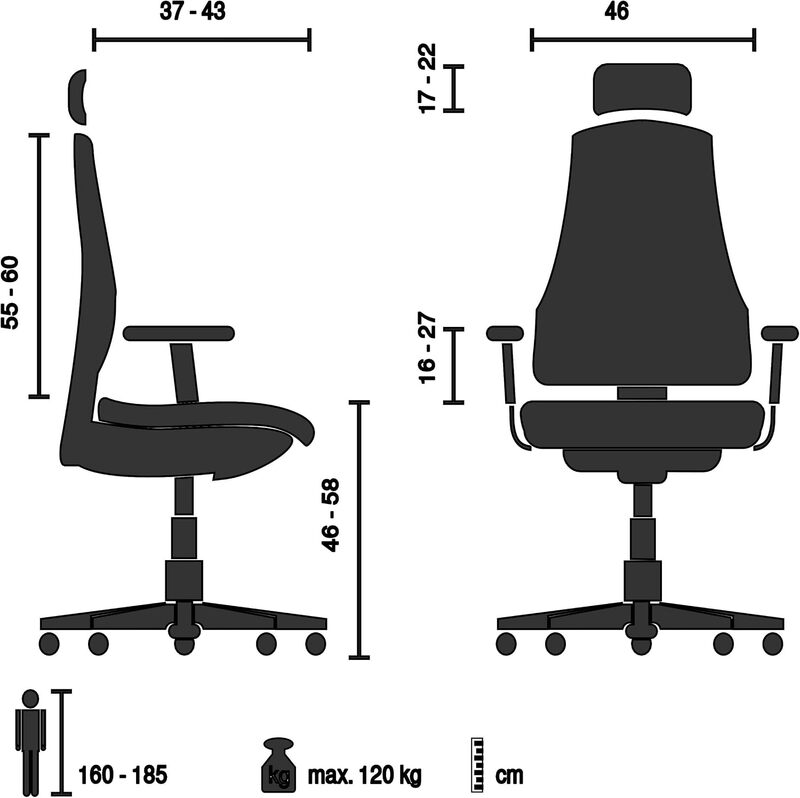 Ergonomischer Bürostuhl Ergohuman Ultra L GEN2 mit flexibler - 4064323109174