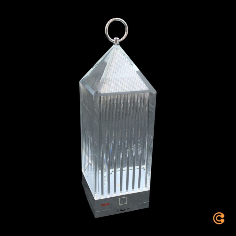 Kartell Tischlampe Lantern LED Leuchte dimmbar recycelt transparent IP54 31cm - 8058967362268