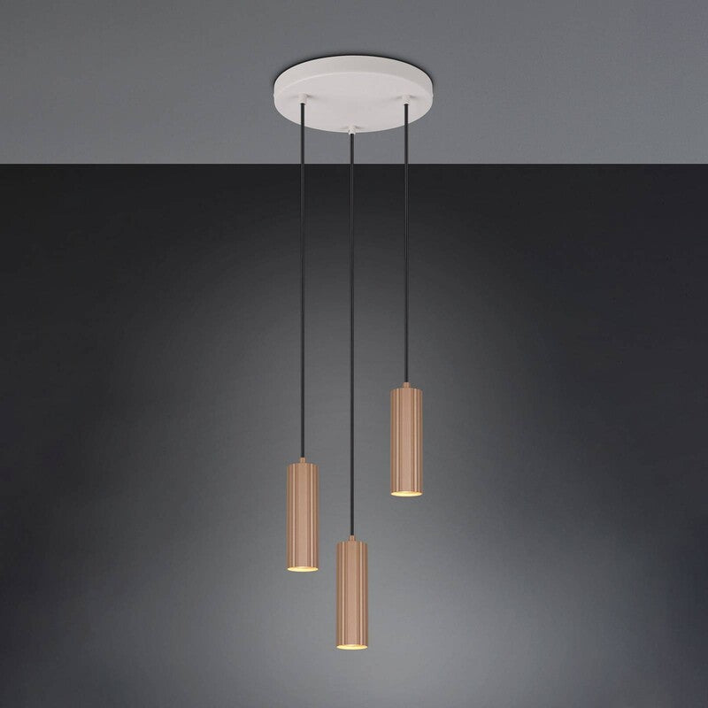 TRIO Pendelleuchte Hängeleuchte Soka GU10 3-flammig LED Lampe Metall coffee 28cm - 4017807670172