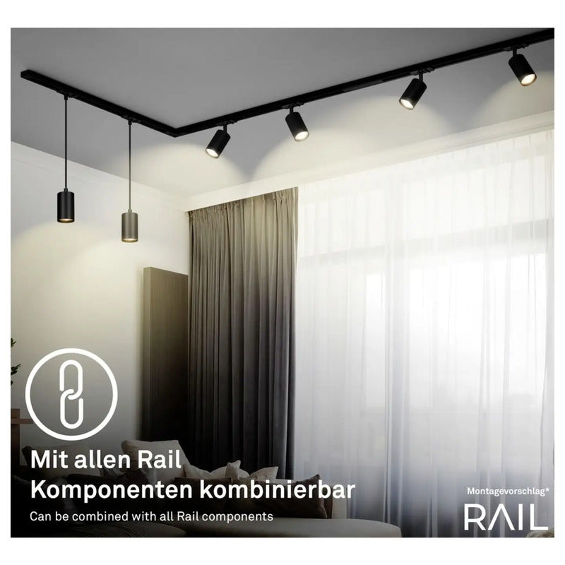 Briloner Schienen-Komplett-System GU10 1-phasig 6-flammig LED schwarz 2250mm - 4002707461265