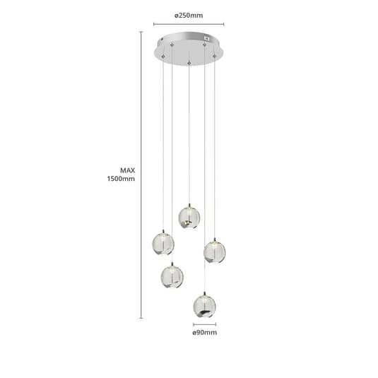 Lucande Pendelleuchte Hängelampe LED Glas Chrom Wohnbereich Tischbeleuchtung - 4251096562460