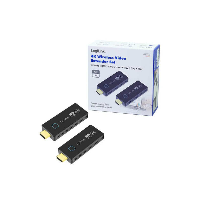 LogiLink HDMI Übertragungs-Set drahtlos Adapter HDMI 3840x2160 30m USB schwarz - 4052792075373