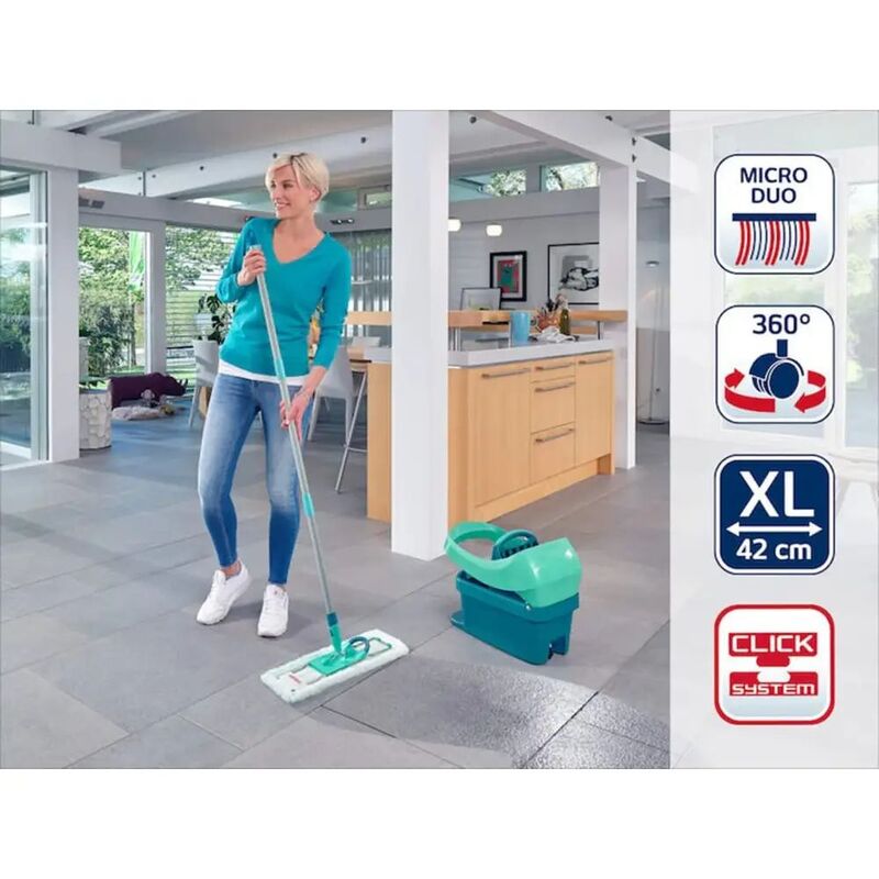 Leifheit Bodenwischer Mopp mit Pressaufsatz Handtuchwischer Reinigungstuch 80cm - 4006501550965