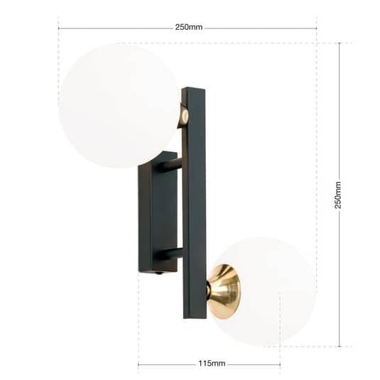 Orion Wandleuchte Wandleuchte Lampe Leuchte Snowwhite mit Glaskugeln, schwarz 20 - 9003090271412