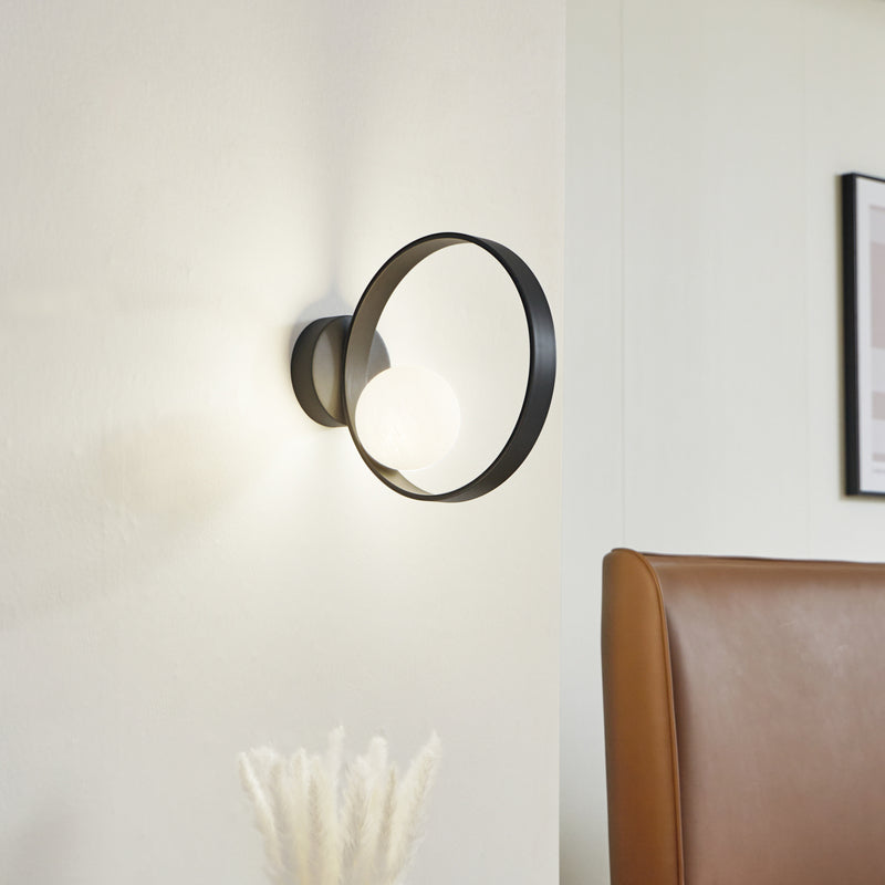 Lucande Wandleuchte Luneo LED Lampe Wandlampe schwarz opal 30cm 360 Lumen - 4251911778946
