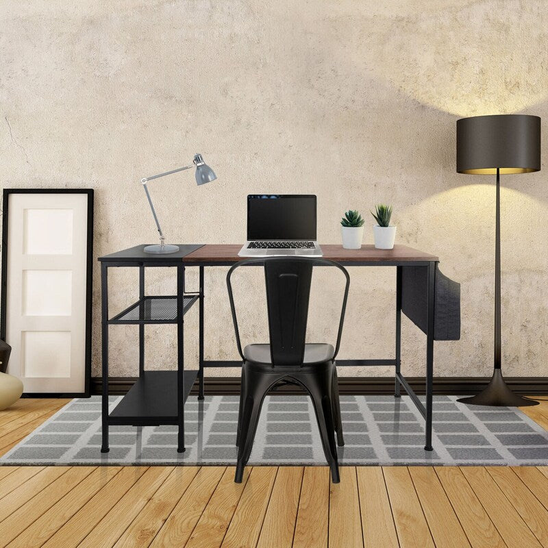 hjh OFFICE Schreibtisch Tisch WORKSPACE 120x60 cm Seitenregal schwarz braun - 4064323013648