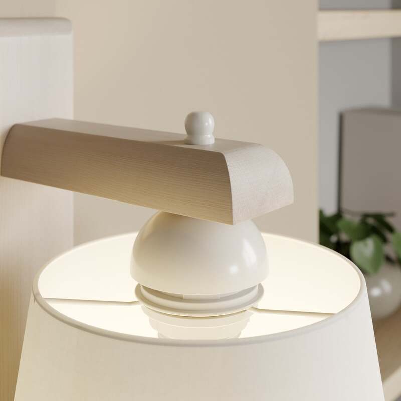 Wandleuchte Sweden Holzgestell LED dimmbar altweiß Designer Lampe 20x24,5cm - 5907687436212