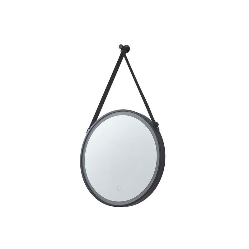 Lucande LED-Spiegel Lelin Wandspiegel Leuchte Ø45cm rund schwarz Aluminium CCT - 4251911777949