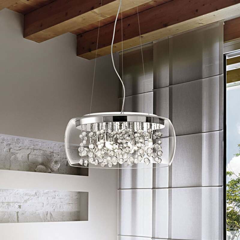 Ideallux Pendelleuchte Hängeleuchte Audi LED Lampe dimmbar transparent chrom - 8021696031750