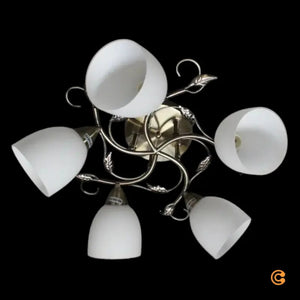 B-Ware Deckenleuchte Lampe Licht Lindby Thaddeus Wohnraum Nickel Weiß 5-flammig