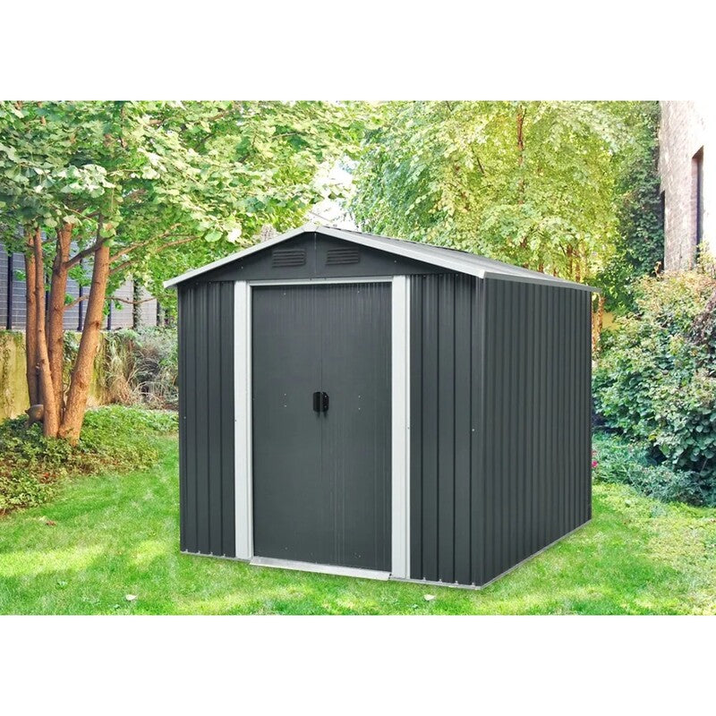Pergart Metallgerätehaus Grau-Creme 3,66 m² Gartenhaus Aufbewahrung 206cm hoch - 4005717207441