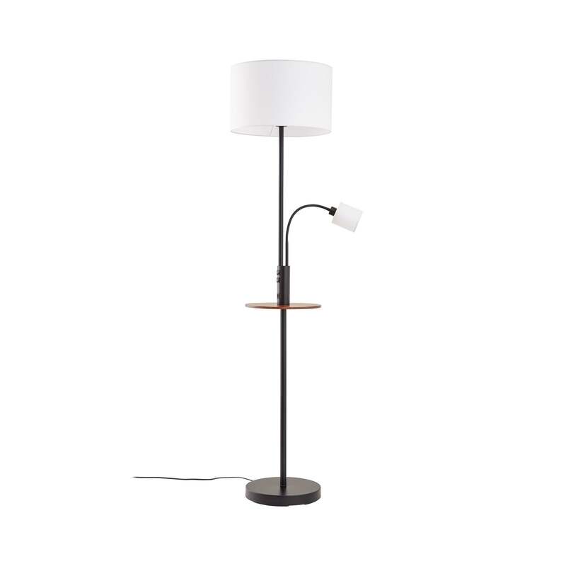 Lindby Stehlampe Aovan LED Lampe Tischleuchte schwarz Ablage USB-Anschluss 170cm - 4251911702637