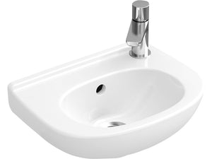 B-Ware Villeroy & Boch Gäste-Waschbecken O.Novo 36 cm Weiß seitlich HL ohne ÜL oval