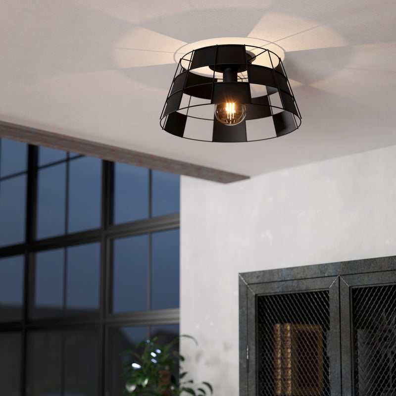 EGLO Deckenleuchte Designerleuchte Pontefract dimmbar schwarz Ø42cm Stahl - 9002759438913