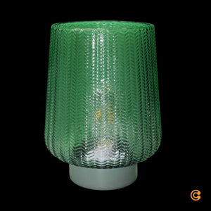 B-Ware Pauleen Tischleuchte Lampe E27 LED türkis Metall Glas Batteriebetrieb Schalter