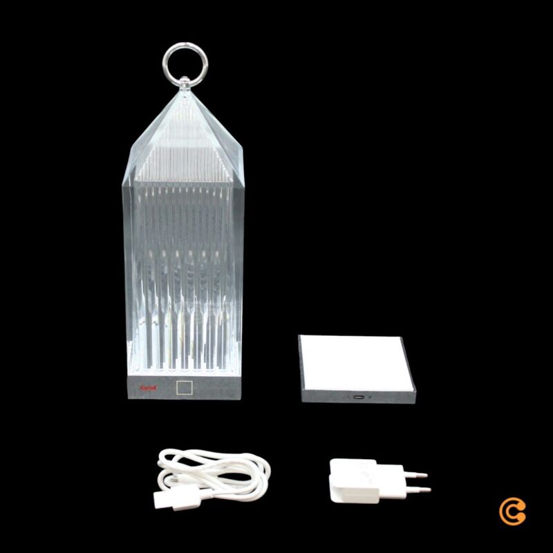 Kartell Tischlampe Lantern LED Leuchte dimmbar recycelt transparent IP54 31cm - 8058967362268