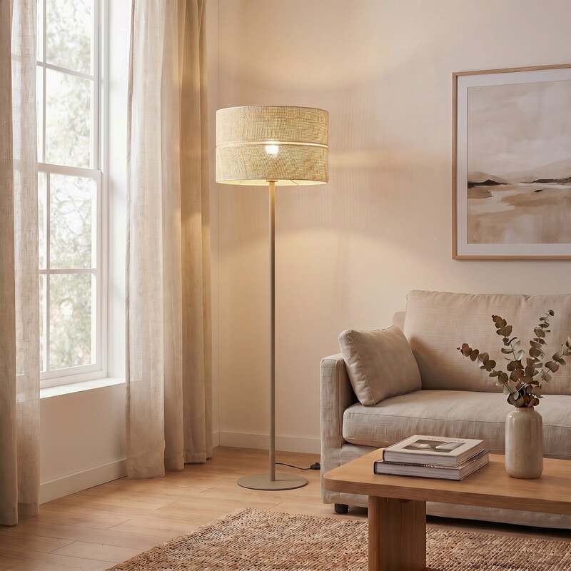 Stehleuchte Calma beige Lampe Stehlampe LED Leuchte 159cm Höhe 50cm Fuß - 5906135161812