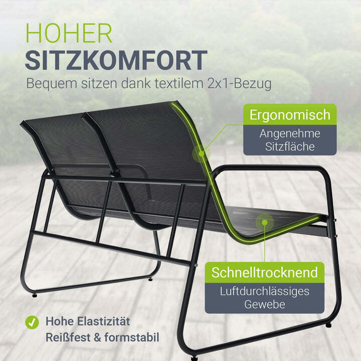 Gartenmöbelset Genua 4-teilig Sitzgruppe wetterfest mit Tisch und Bank anthrazit - 4262437186795