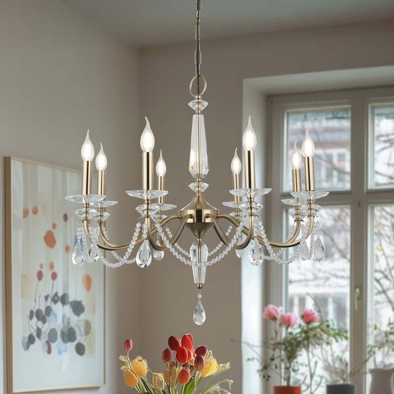 Kronleuchter Lampe Leuchte Adone rund Messing Kristallglas Beleuchtung 8-flammig - 8698525681976