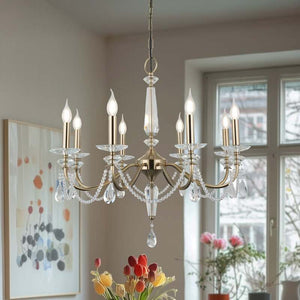B-Ware Kronleuchter Lampe Leuchte Adone rund Messing Kristallglas Beleuchtung 8-flammig